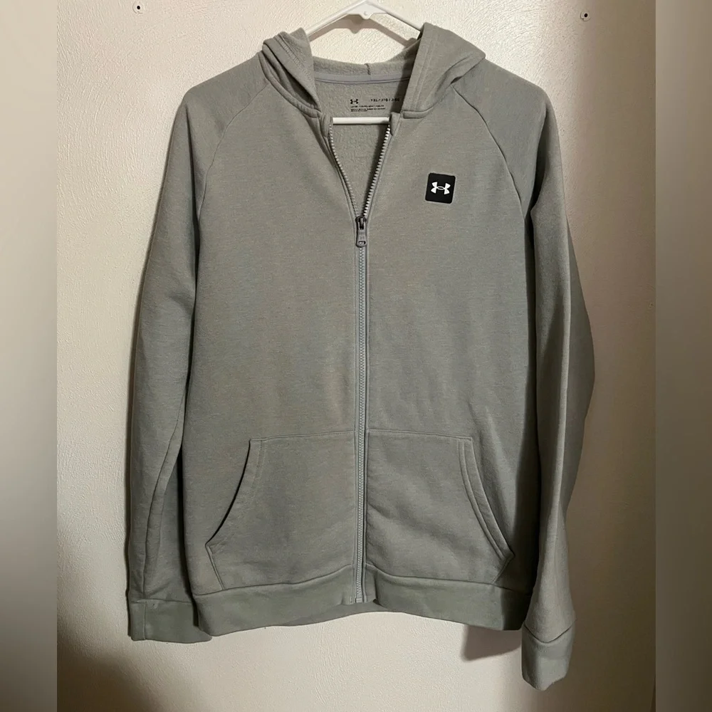 UNDER ARMOUR Activewear Rival Fleece Full Zip Hoodie Jacket Grey Boy's Size XL